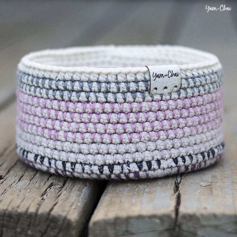 Mosaic crochet basket by Yarn & Chai