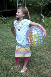 Pretty Play Date Dress Free Crochet Pattern featuring Caron Cotton Cakes