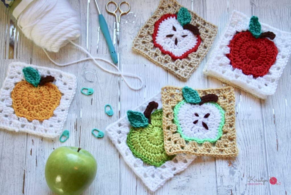 Apple Granny Square a free crochet pattern