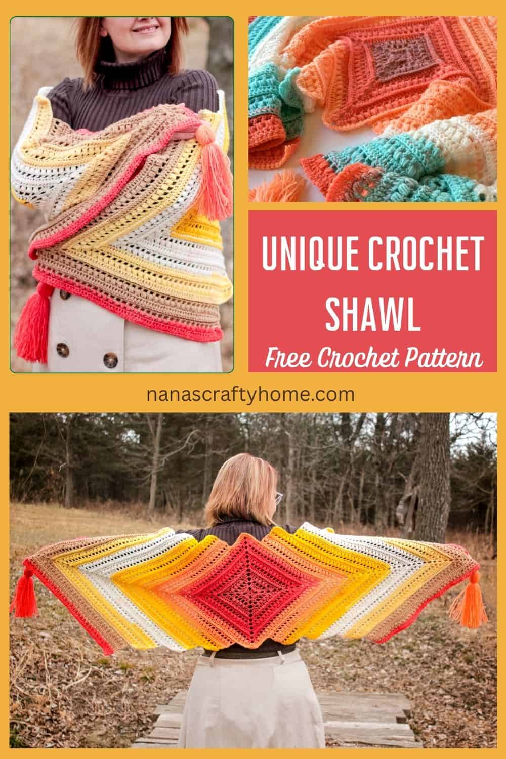 Crochet shawl pattern with self-striping yarn free crochet pattern