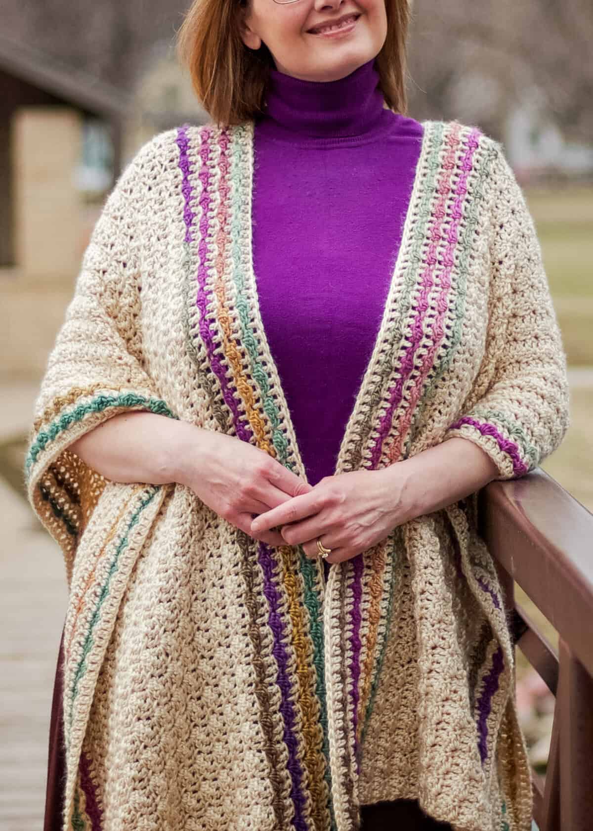 Many Wonders crochet ruana pattern