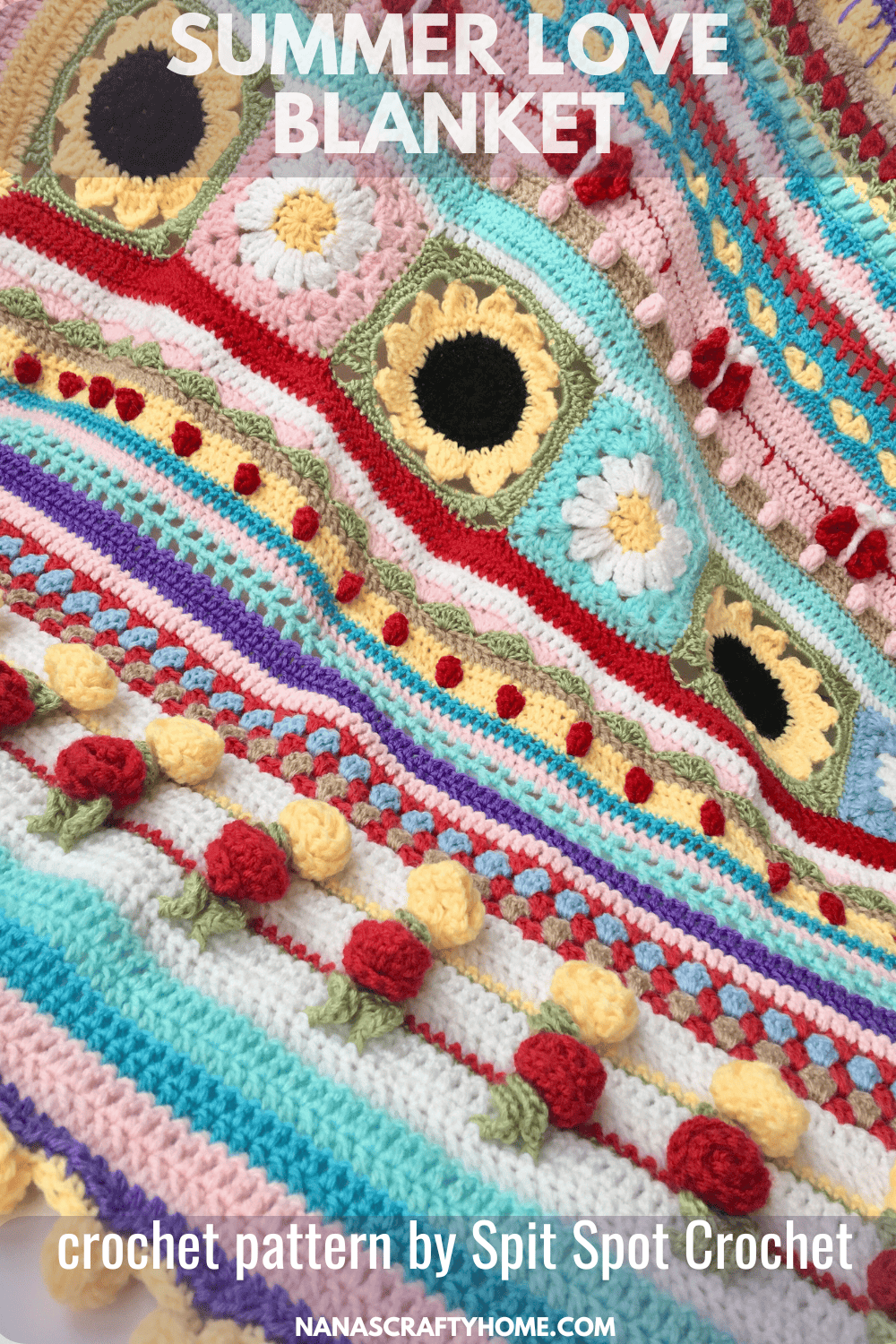 Summer Love Stitch Sampler Crochet Blanket by Spit Spot Crochet 