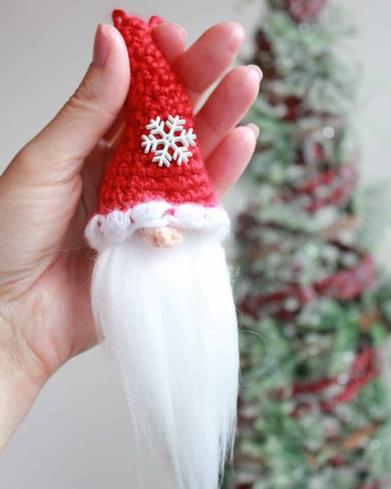 Santa Gnome Christmas Ornament free crochet pattern