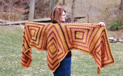 Easy Granny Square Crochet Ruana Wrap free pattern Sedona Ruana