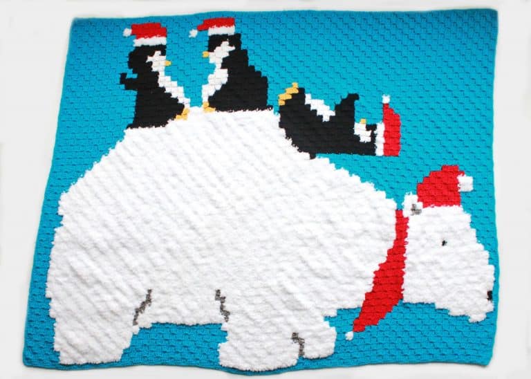 Polar Bear Penguin Pals C2C Graphgan Blanket free crochet pattern