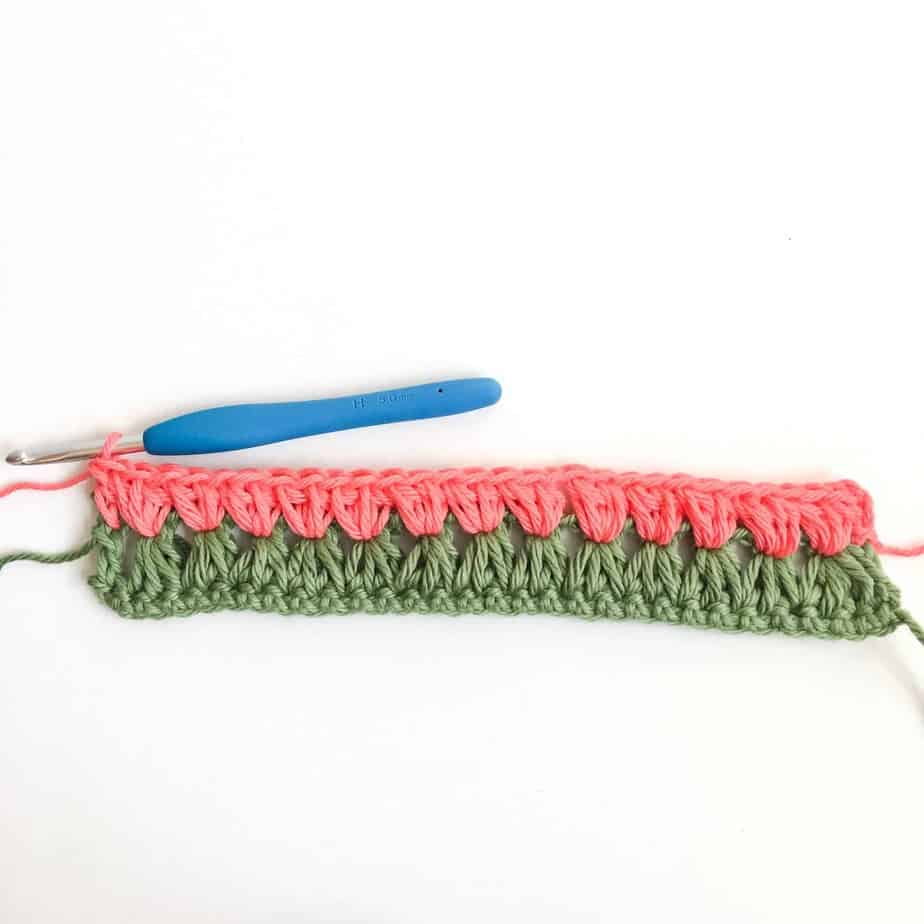 Triads Puff Stitch Row 3 complete