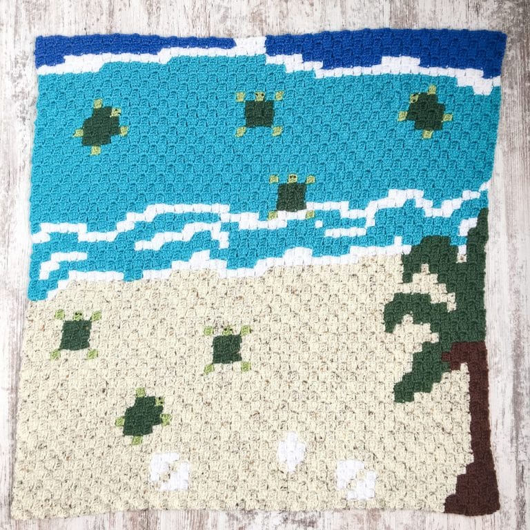 Sea Turtle C2C Blanket Flat