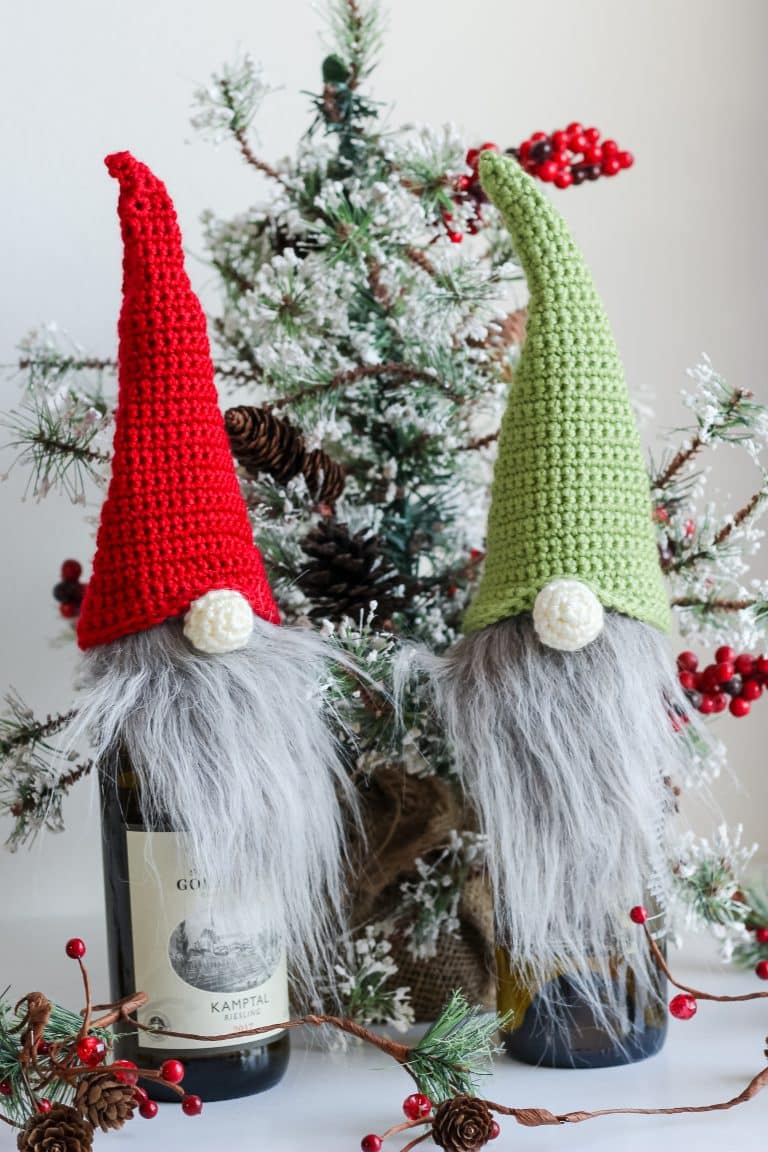 Gnome Wine Bottle Topper free crochet pattern