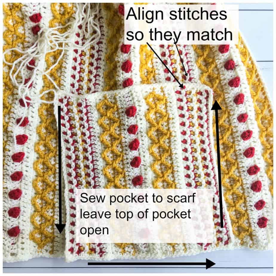 Pocket Shawl free crochet pattern pocket process