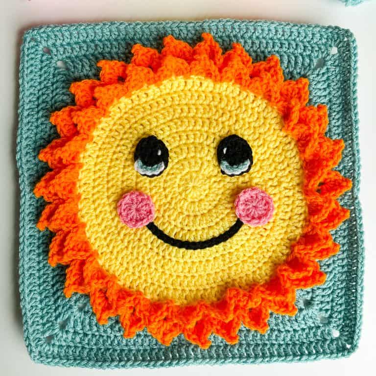 sun granny square free crochet pattern