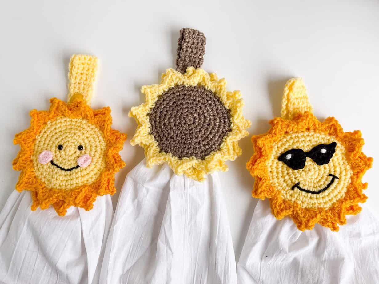 set of 3 crochet towel topper patterns