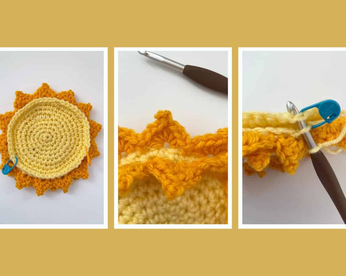 assembly of crochet sun towel topper pattern