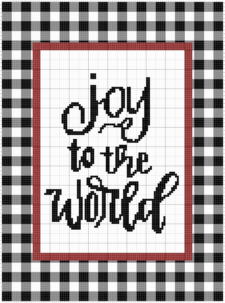 Joy to the World Tapestry Christmas plaid crochet blanket pattern