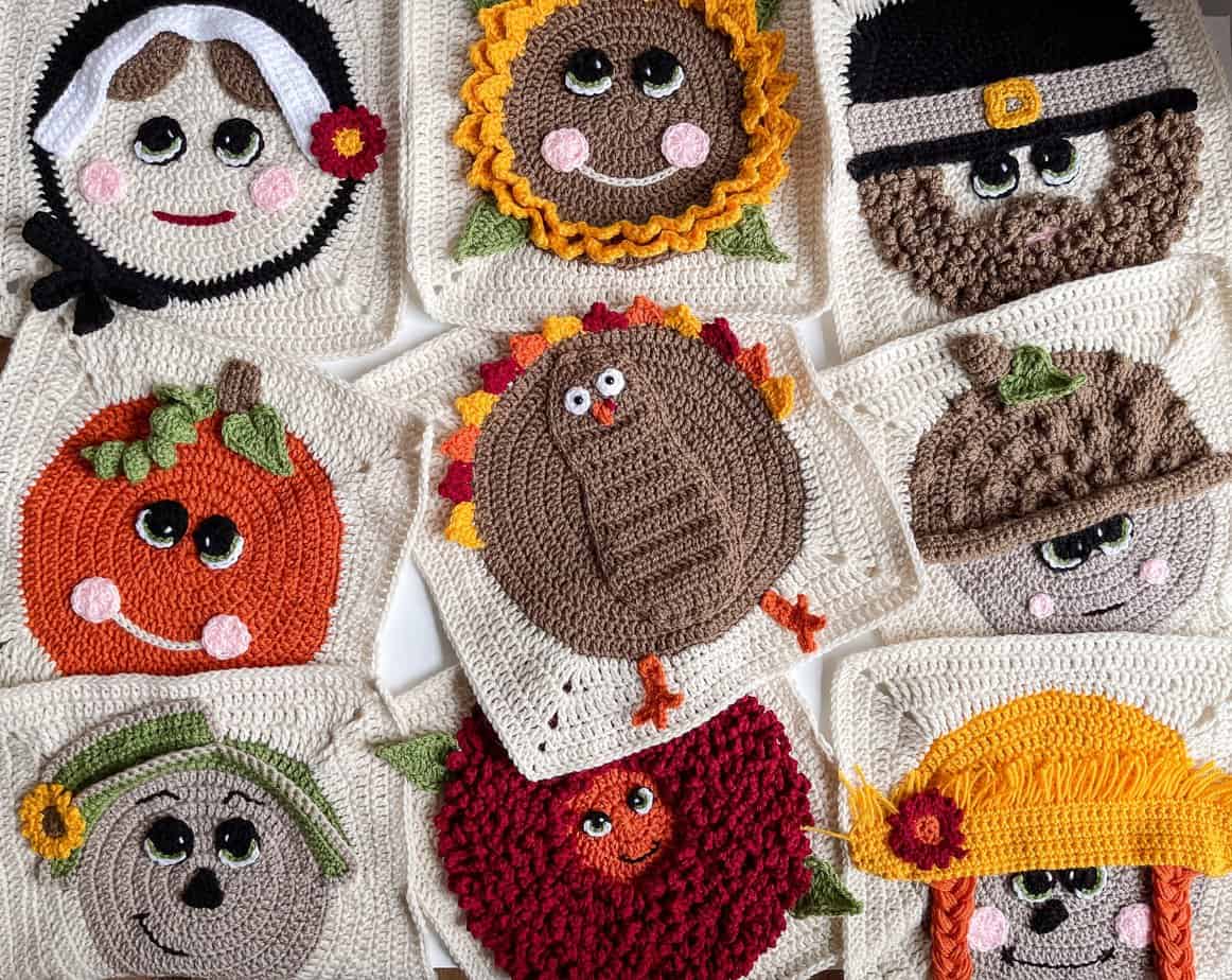 Fall granny squares collage free crochet patterns