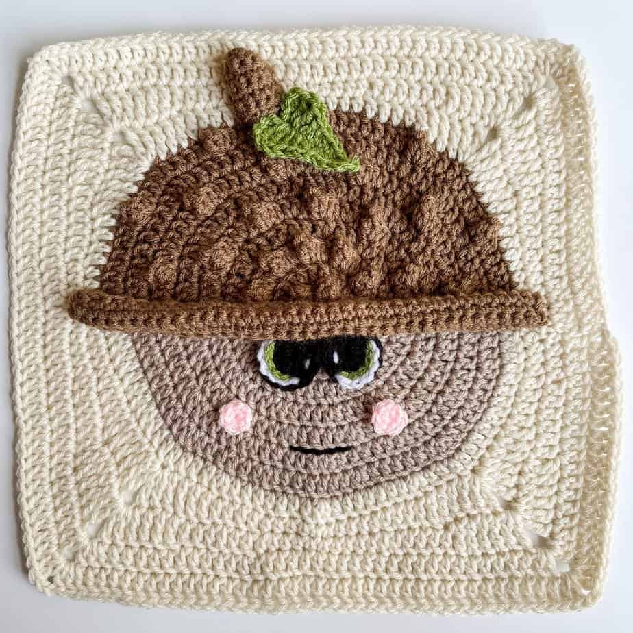 Acorn crochet granny square pattern