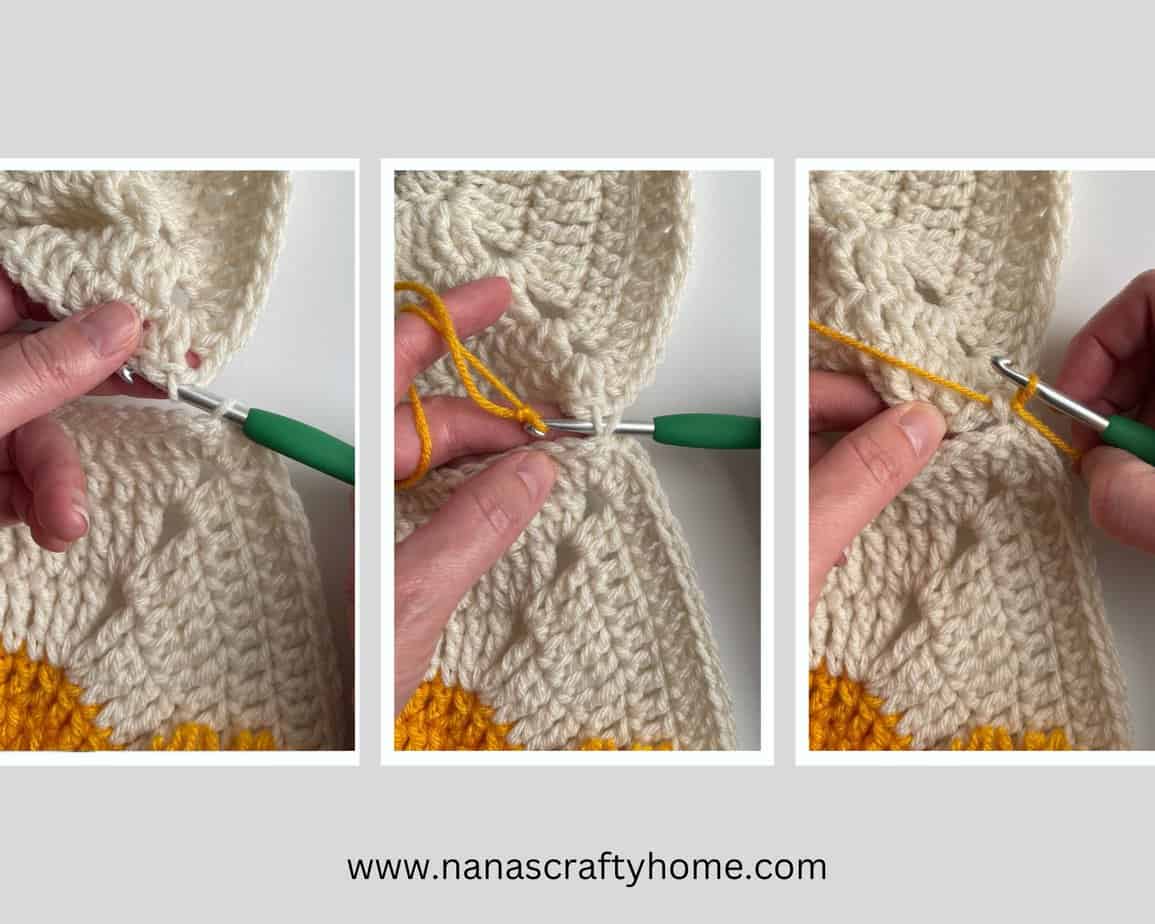 Flat slip stitch join method tutorial process 2