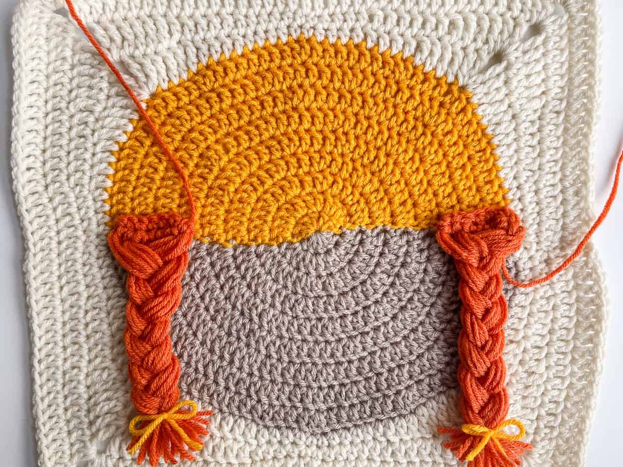 Girl Scarecrow braids sewing process