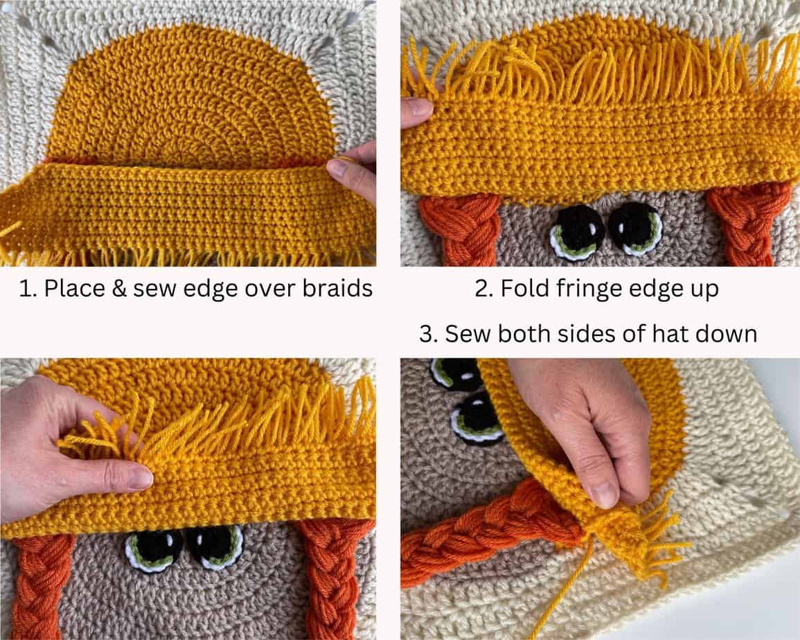 Girl Scarecrow square hat process