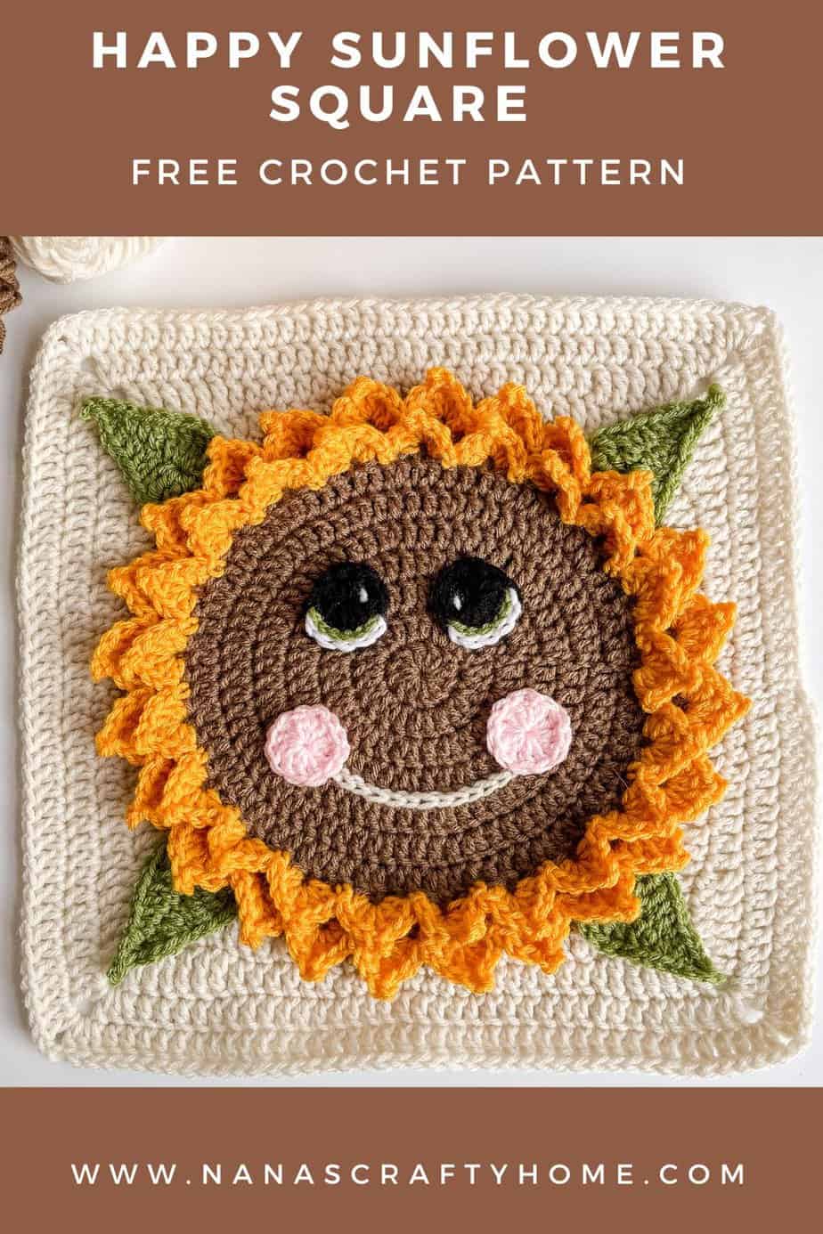 Sunflower square free crochet pattern