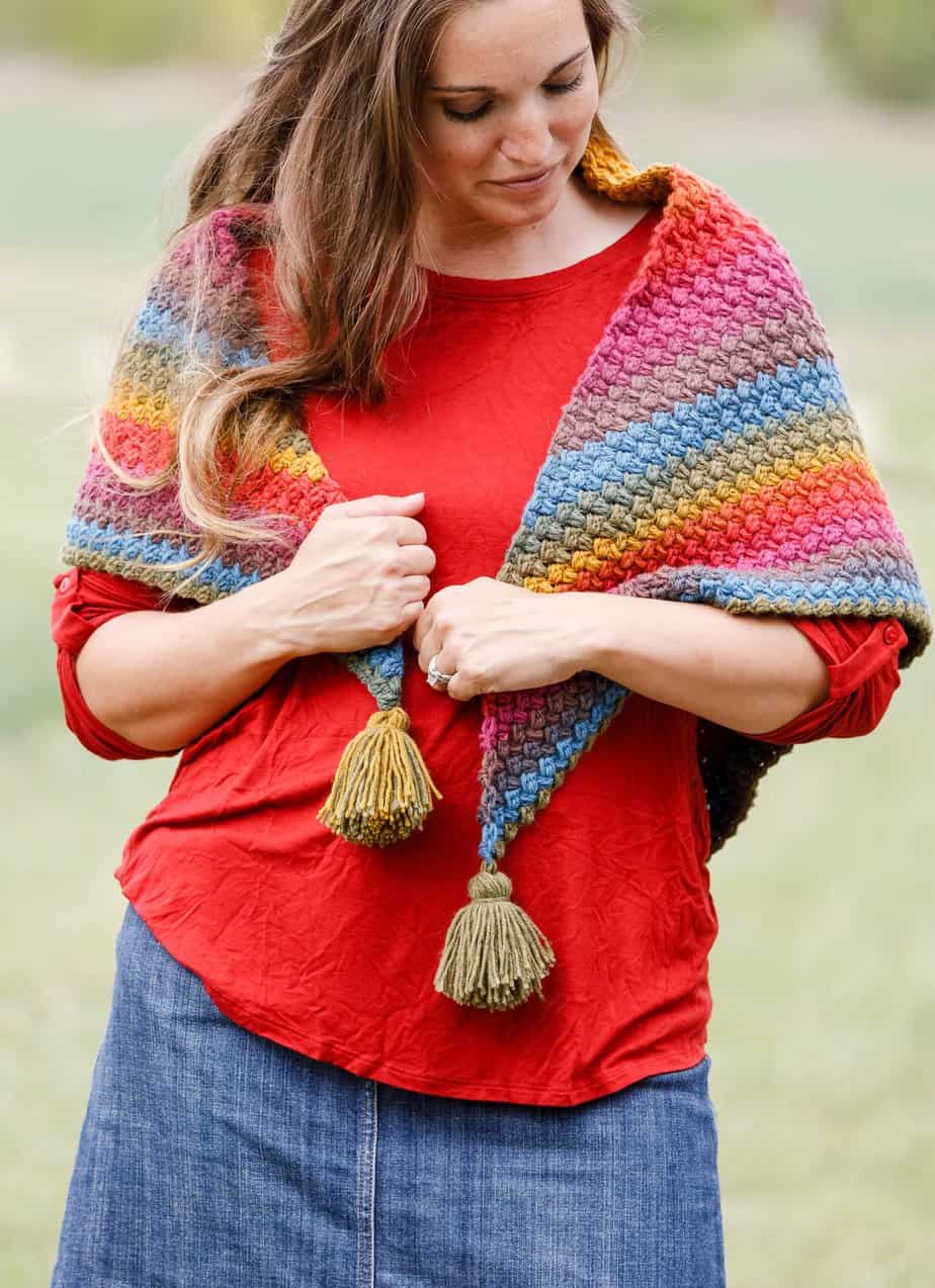 Mandala Pretty Puffs Scarf free triangle shawl pattern