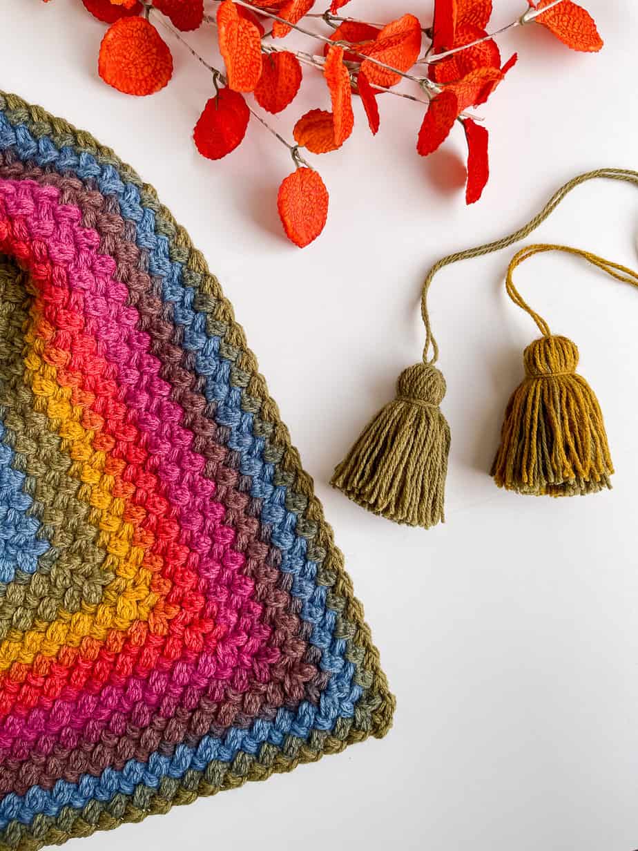 Mandala Pretty Puffs scarf tassels