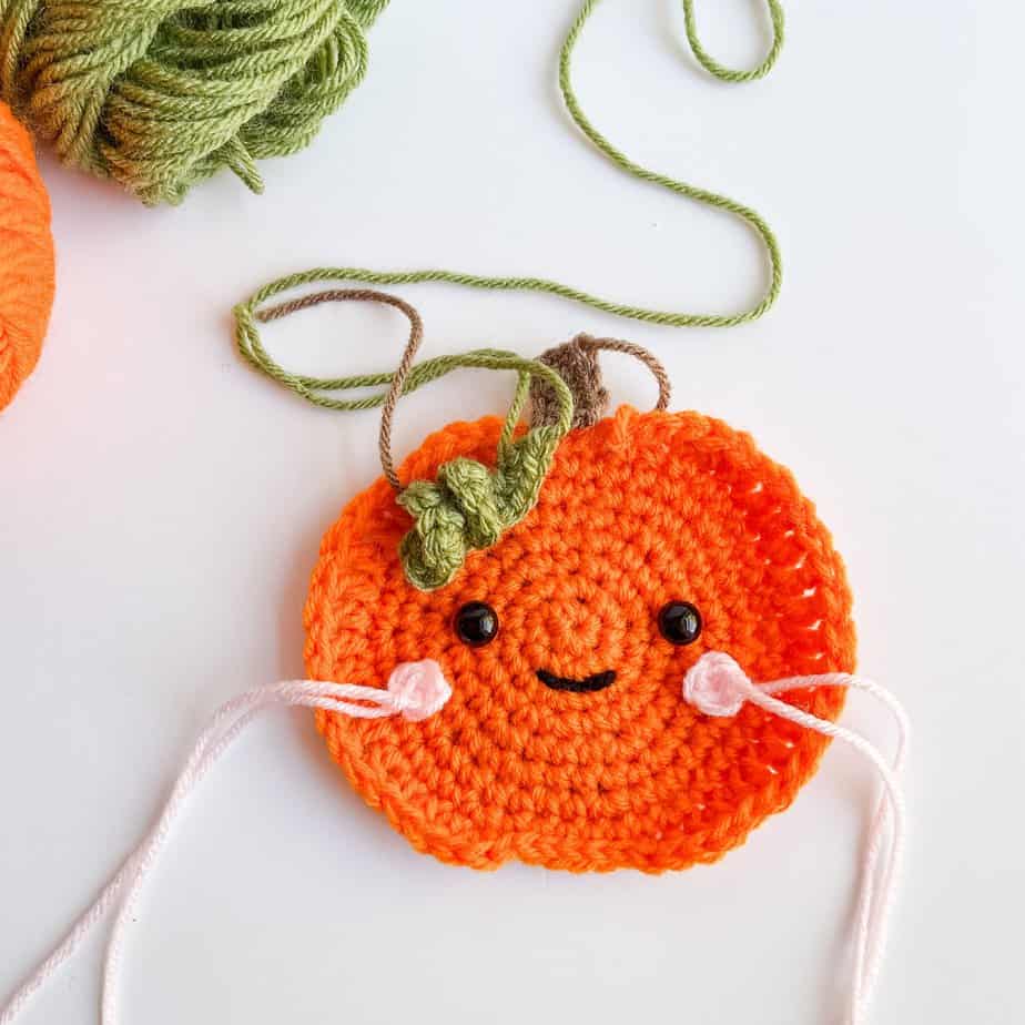 crochet pumpkin pattern towel topper assembly