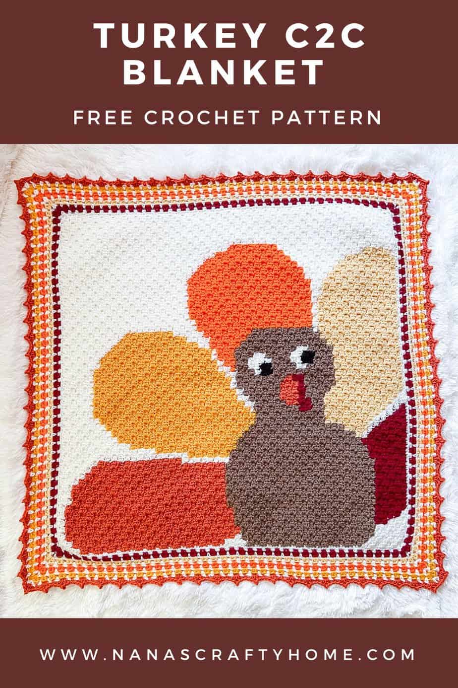 crochet Thanksgiving Turkey c2c blanket