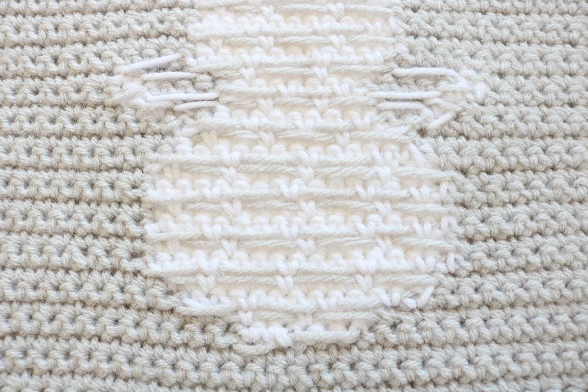 wrong side of crochet snowman panel