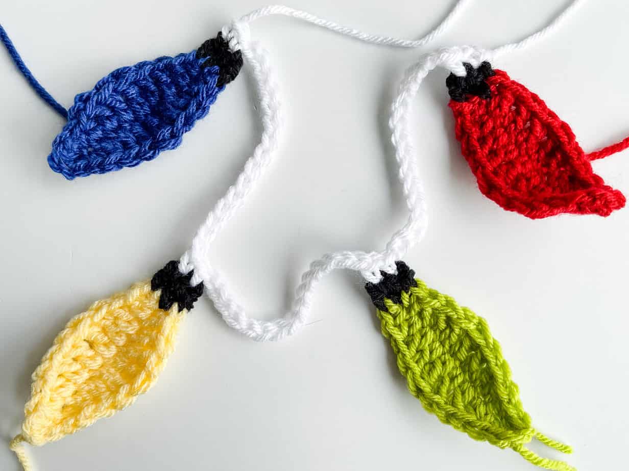 Crochet Christmas bulb light strands