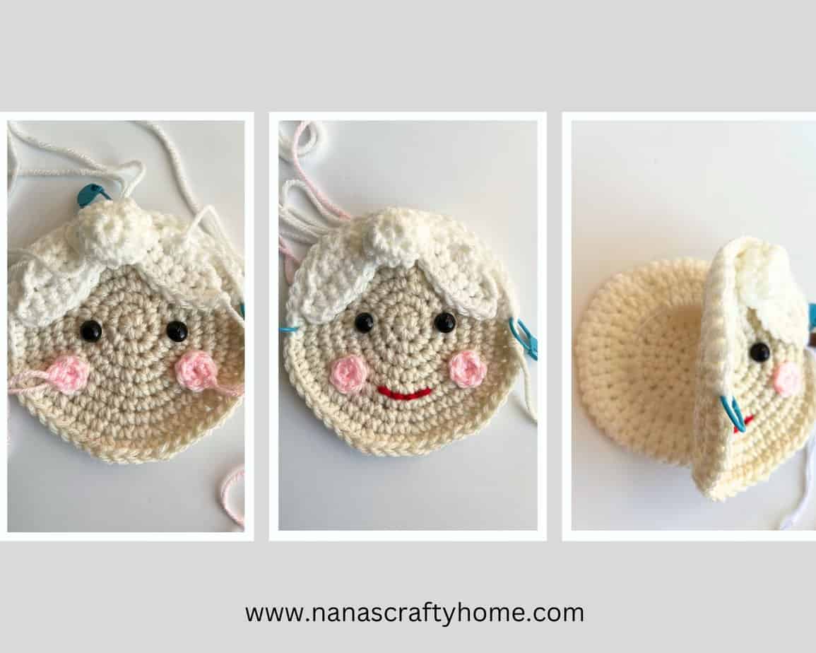 Mrs Claus Towel Topper assembly process 2