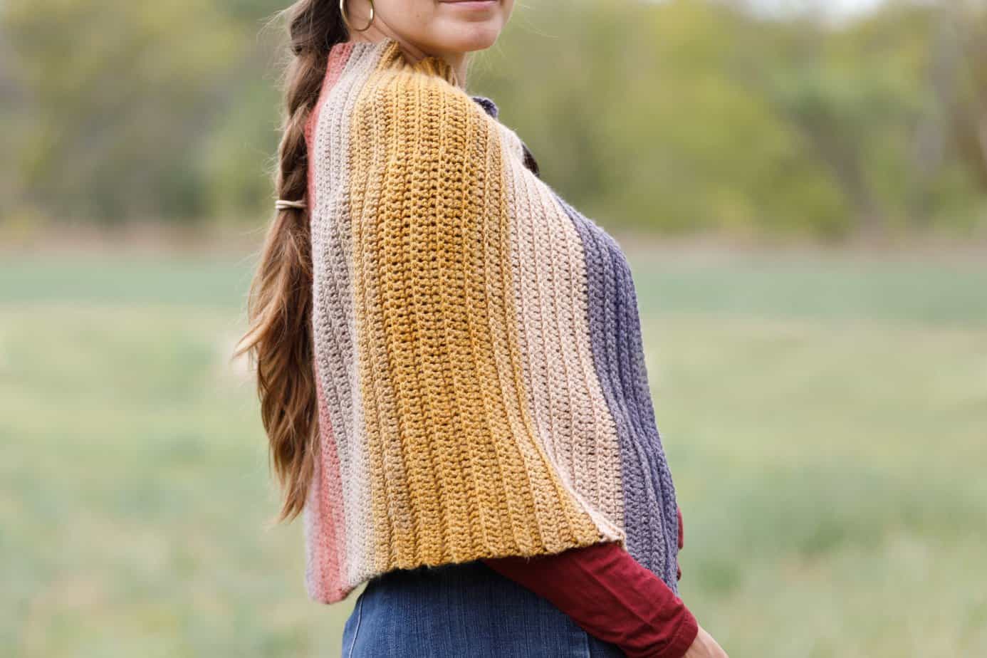 Crochet Cape pattern from the side view