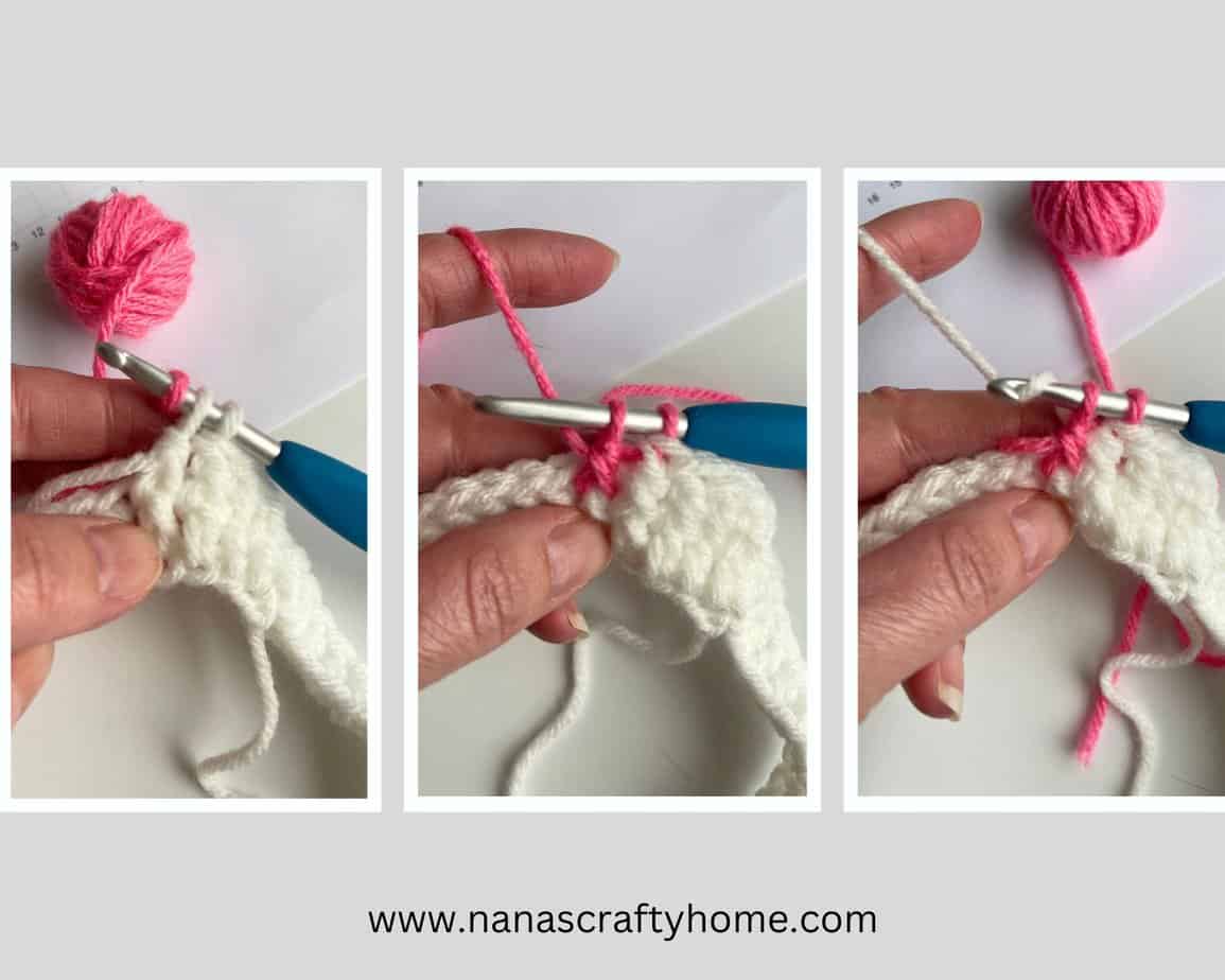 How to change colors for heart earwarmer