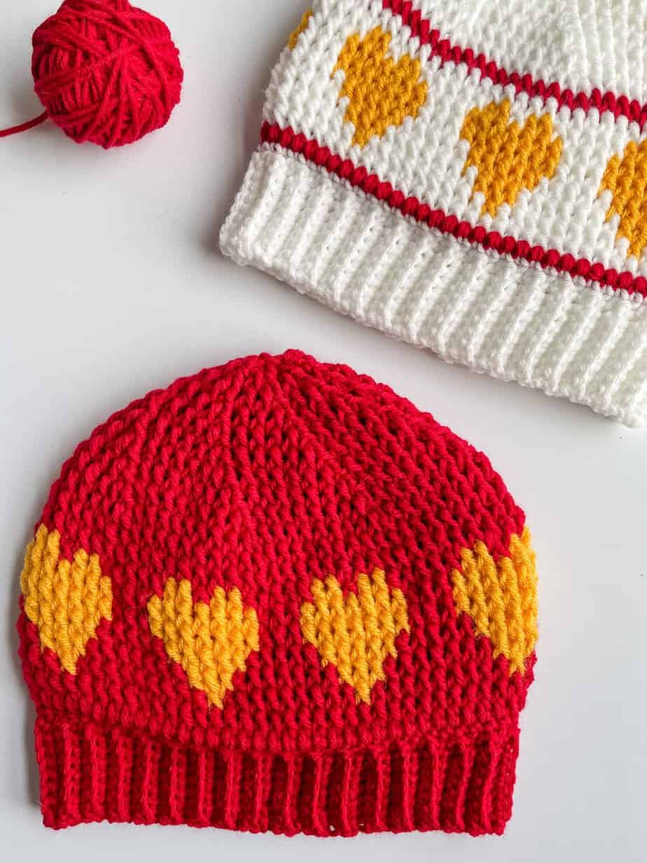 Heart crochet hat free pattern