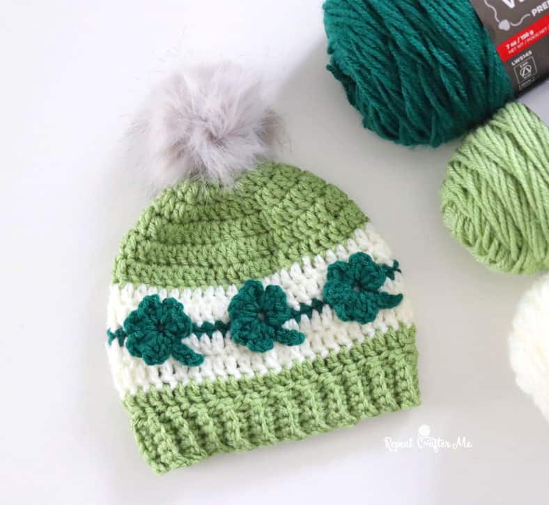 Shamrocks in a Row Beanie by Repeat Crafter Me