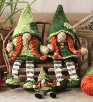 St Patricks Day crochet girl gnome by Jen Hayes Creations