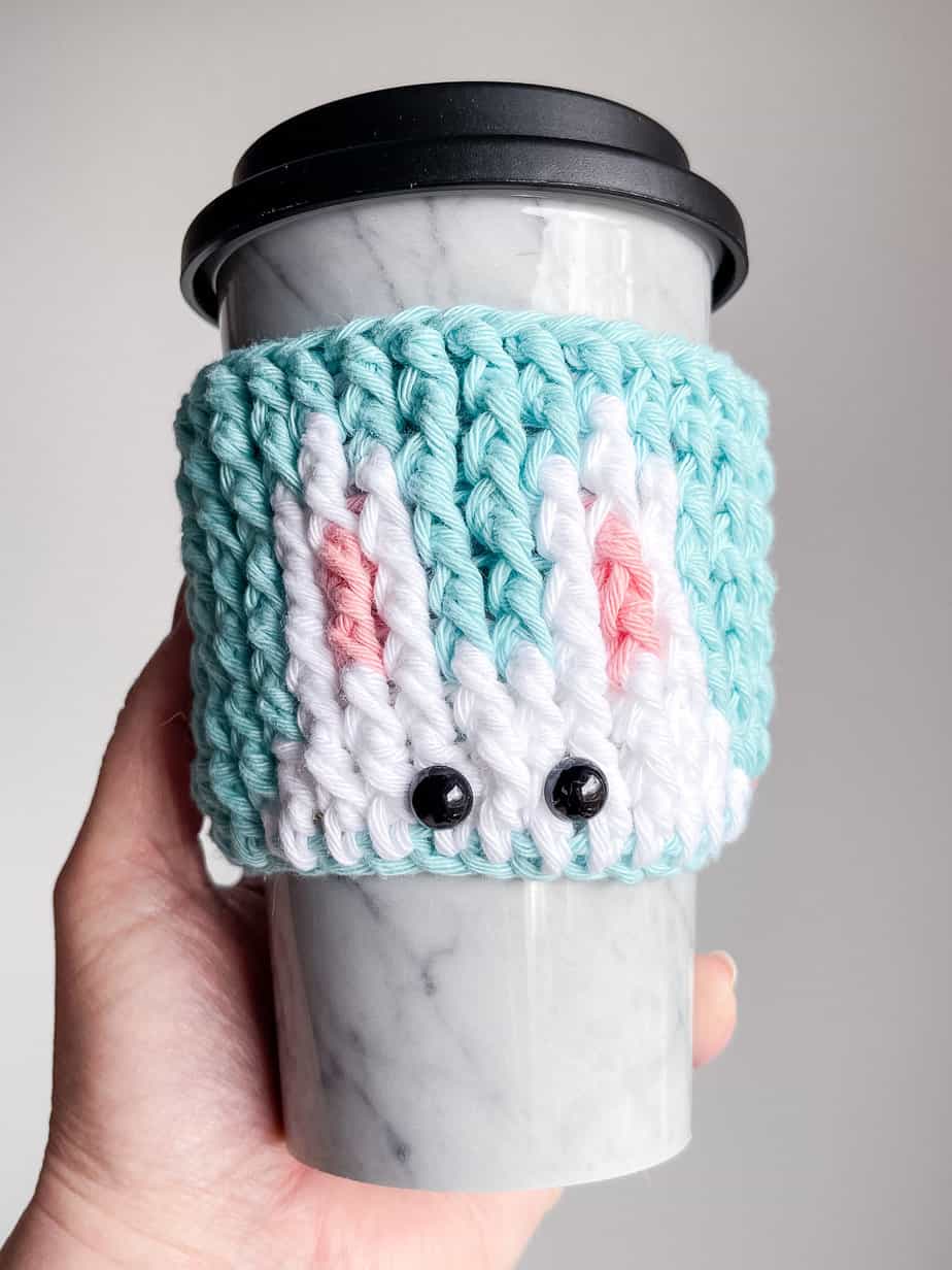 Easter bunny crochet cup cozy
