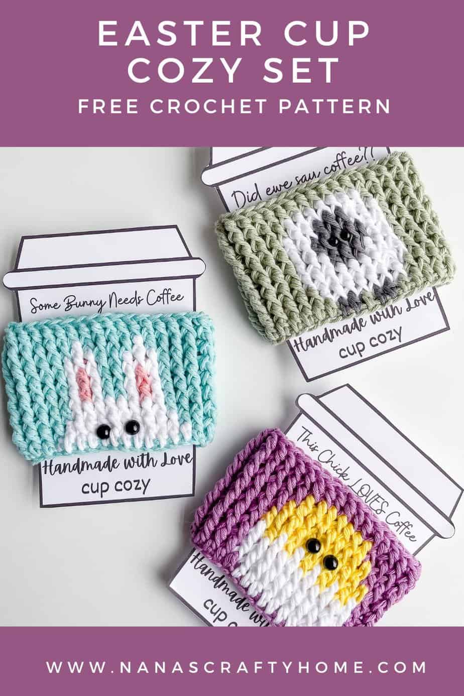 Easter cup cozy crochet pattern set
