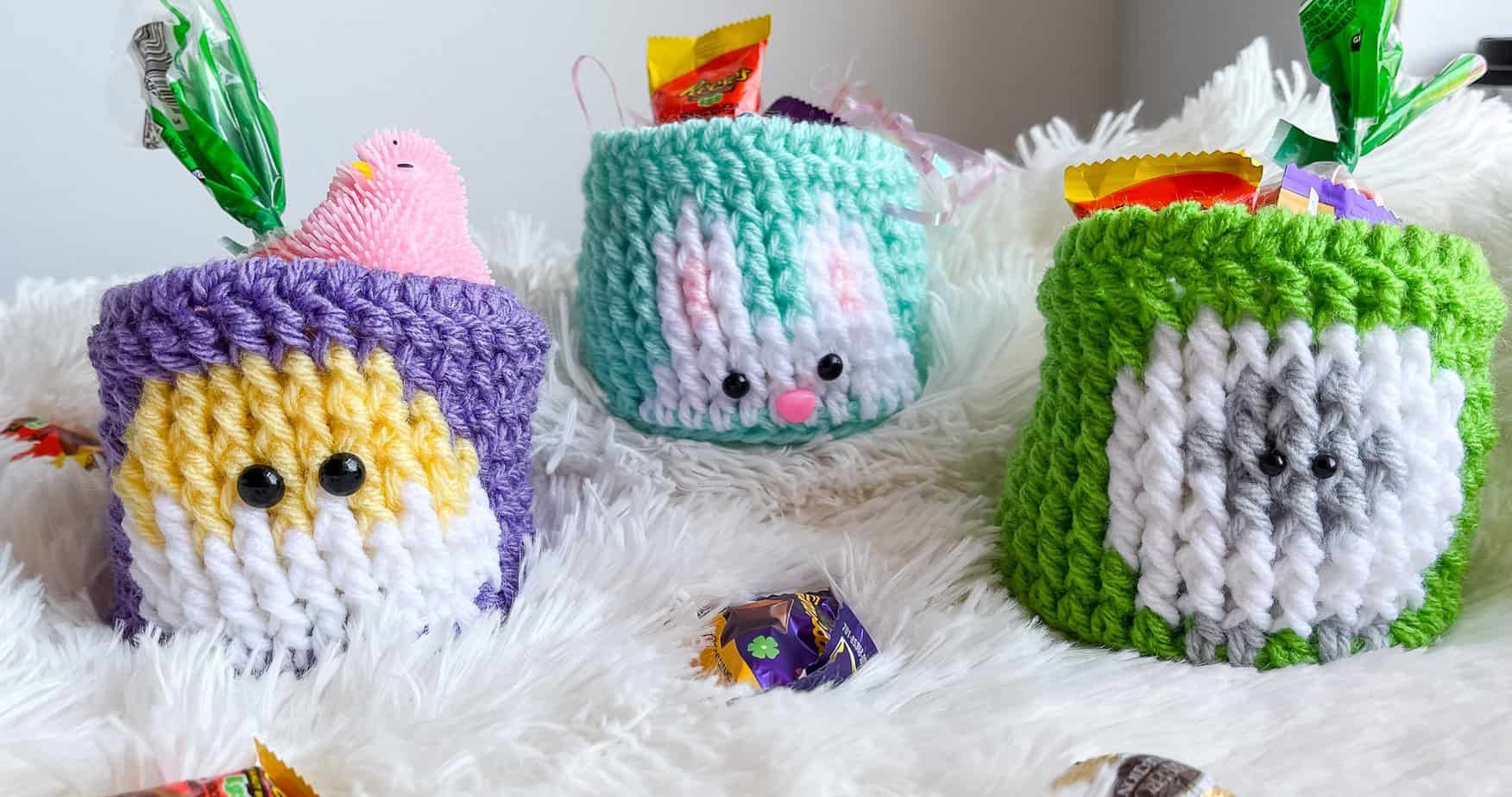 Set of 3 crochet Easter Baskets
