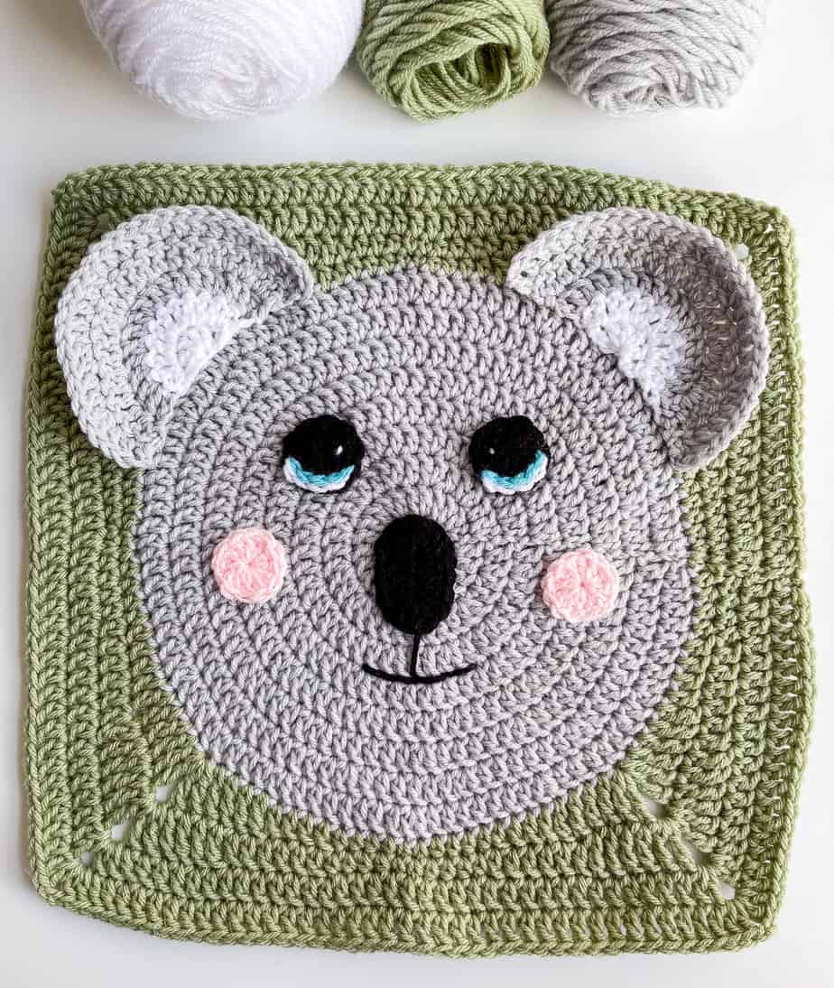 Crochet Koala Granny Square free pattern