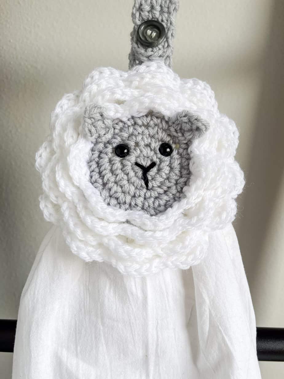 Lamb crochet towel holder pattern