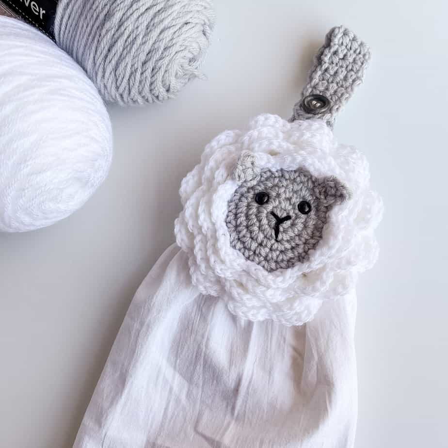 Lamb crochet towel holder pattern