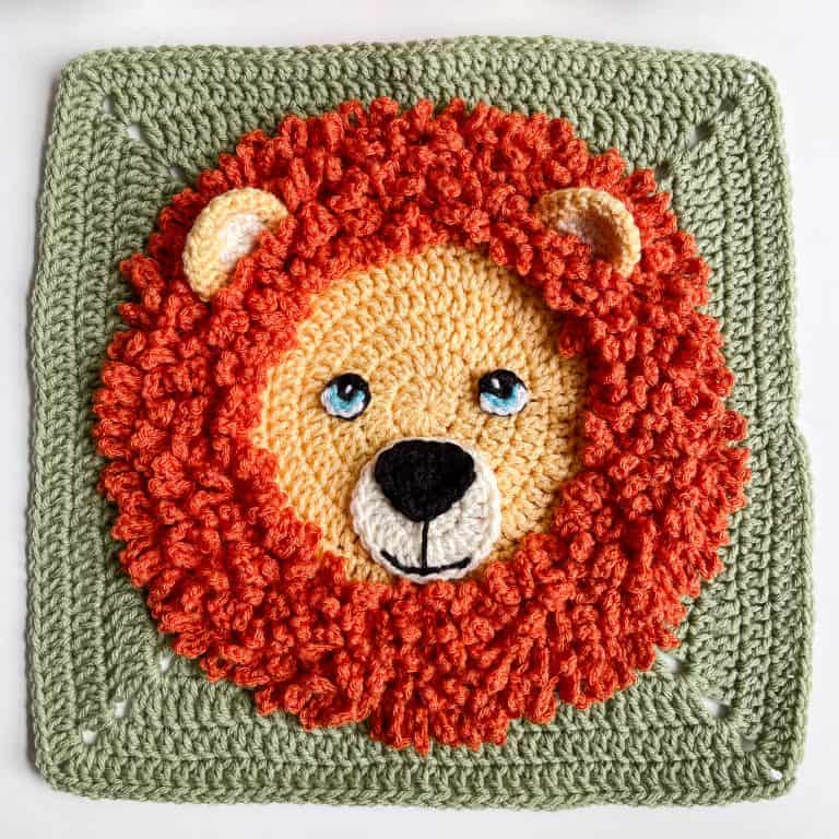 Lion Granny Square free crochet pattern
