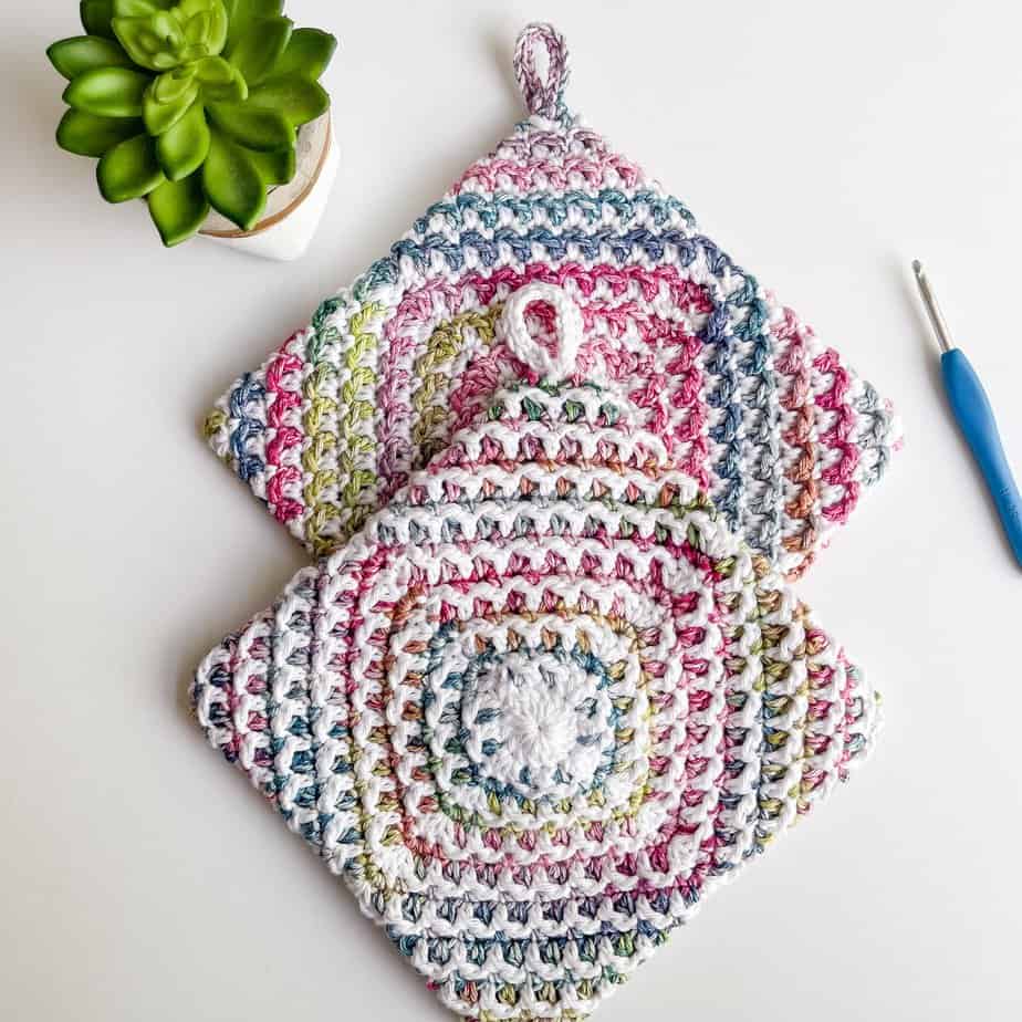 crochet double thick pot holder pattern