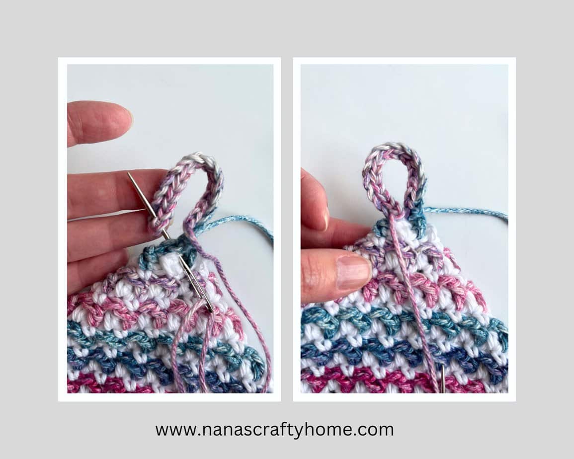 Finishing loop for crochet pot holder