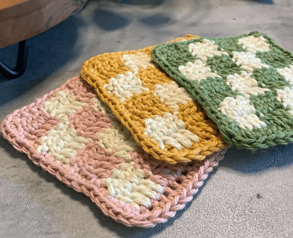 Checkered Coasters by CAAB Crochet