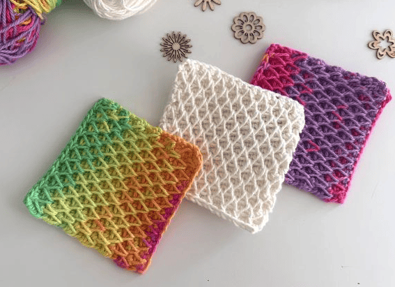Honeycomb crochet coasters by My Crochet Space