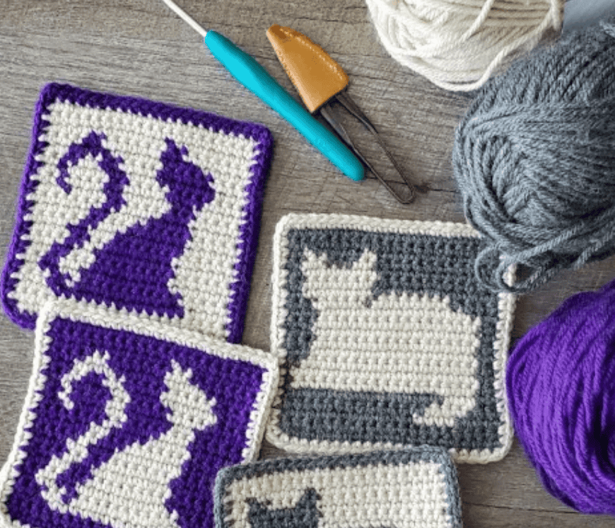 Cute Cat Squares coaster by Divine Debris