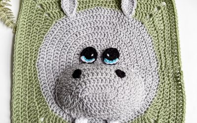 Crochet Hippo Square Free Pattern Wildlife Animal CAL Part 7
