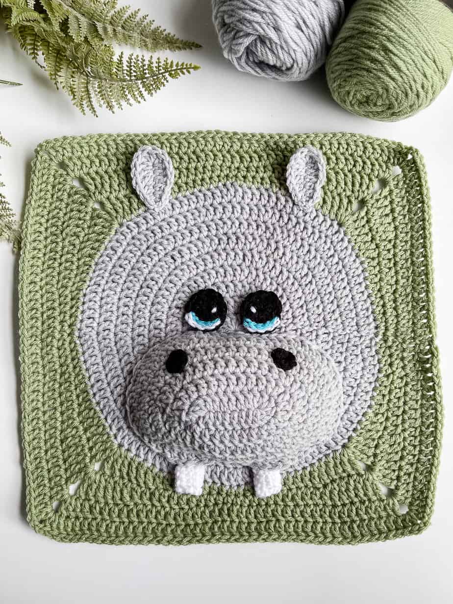 Large crochet Hippo Granny Square pattern