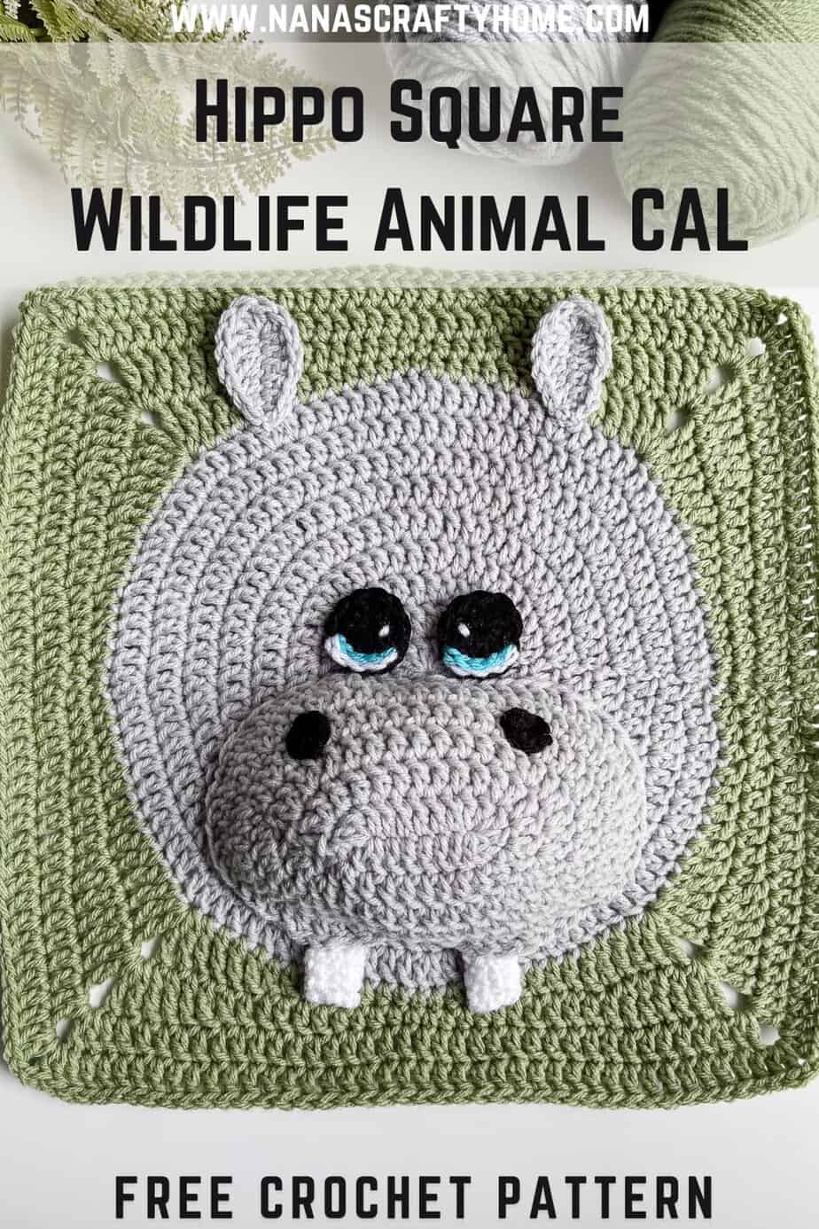 Large crochet Hippo Granny Square pattern